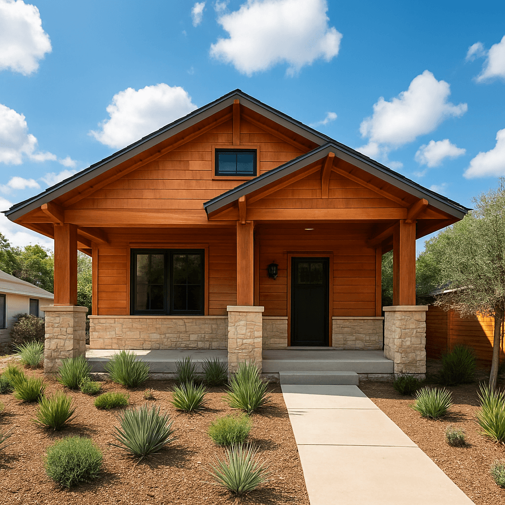 Craftsman-style residential property with cedar siding in Austin, Texas.